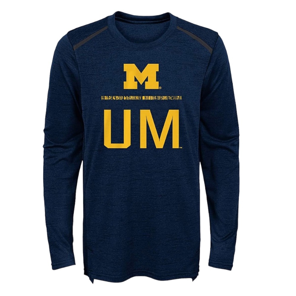 Navy Long Sleeve Shirt with Yellow UM Logo